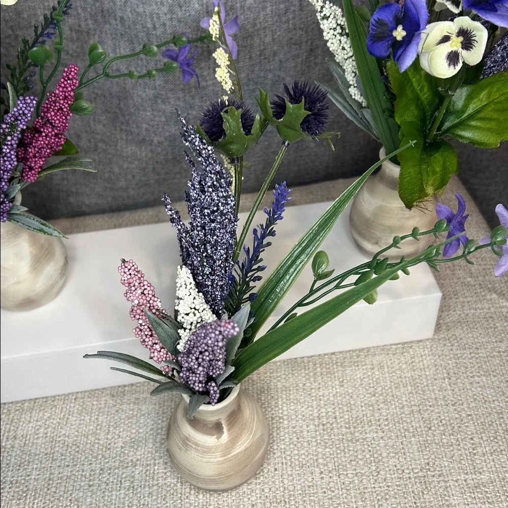 Ceramic Vase Set with Flowers